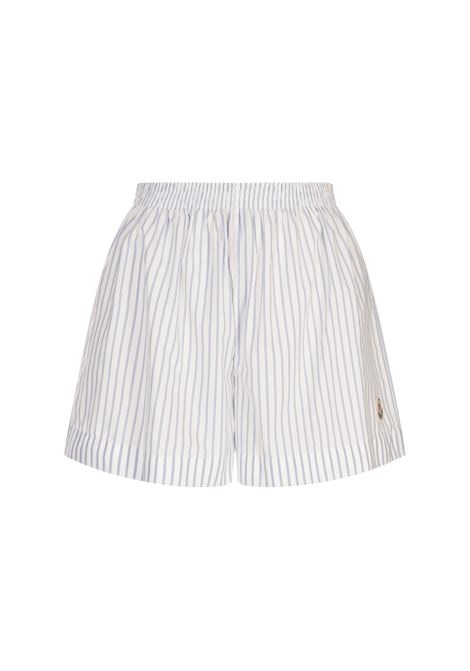 Shorts In Nylon Bianco a Righe Azzurre MONCLER | 093-2B00006 598S1F00